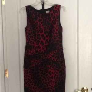 Red and black animal print dress from cache. Size2